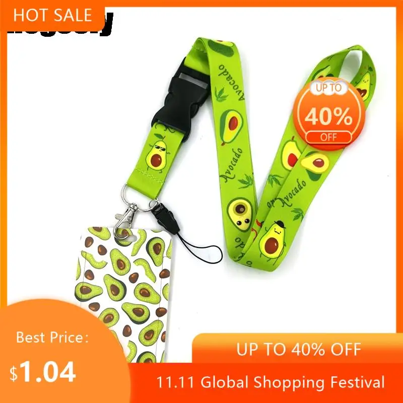 

Avocado Fruits Lanyard Credit Card ID Holder Bag Student Women Travel Card Cover Badge Car Keychain Decorations