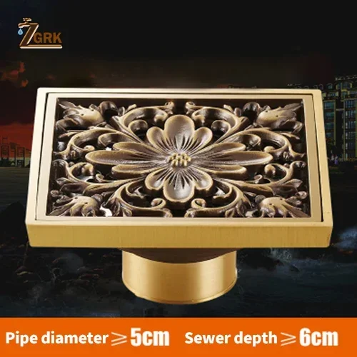 Дренаж для пола ZGRK, Квадратный, 10 см, латунный, для слива в полу, решетка для отходов с фильтром для волос, аксессуары для душа в ванной