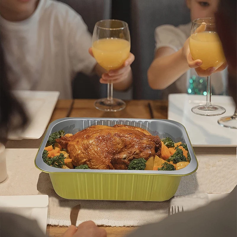 Promotion! Gold Thicker Aluminum Foil Pans Disposable Tray With Lid Great For Cooking Baking Storing |