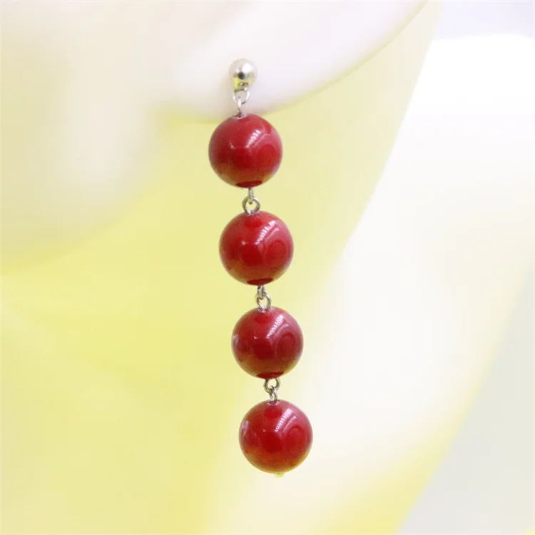 

ZFSILVER Trendy Fashion Real 925 Sterling Silver 10MM Shell Pearl Long Dangle Earrings Charm Jewelry Ball Drop Tassel For Women