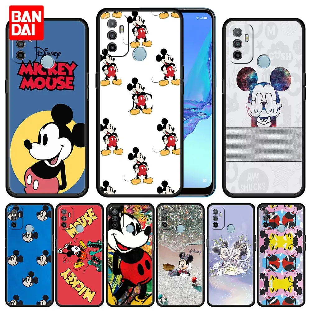 

Mickey Minnie Mouse Brand Case for Oppo A53 A52 A3s A5s A9 A15 A31 A54 A74 A93 A94 F19 Pro 4G 2020 Black Cover Capinha Silicone