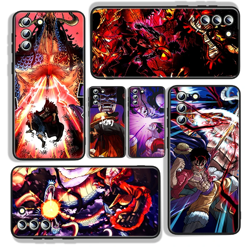 

One Piece Luffy vs Kaido For Samsung Galaxy S22 S21 S20 FE Ultra S10e S10 S9 S8 S7 S6 Edge Plus Black Silicone Phone Case