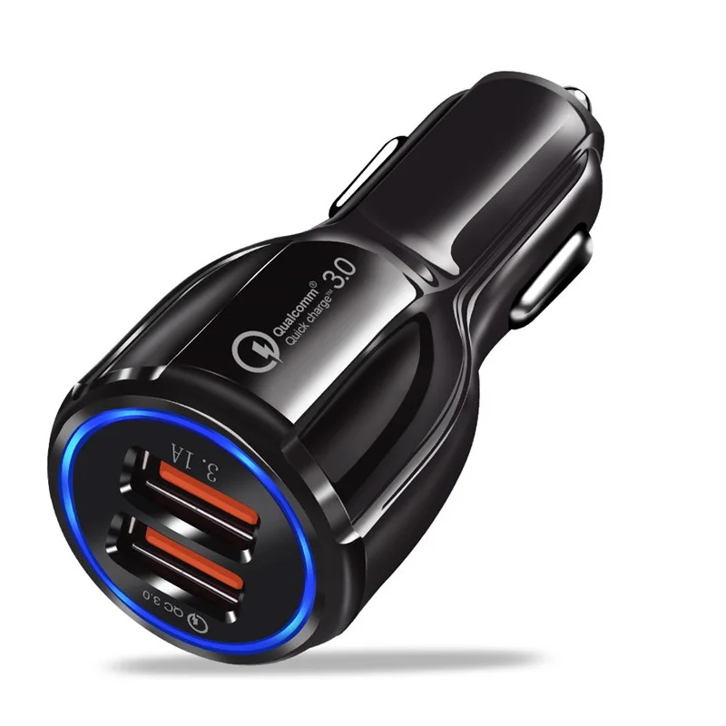

50pcs/Lot Fast Charger Dual USB Fast Charge QC 3.0 Car Charger For iphone 12 13 Samsung S10 S9 S8 Plus