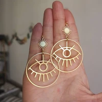 brass evil eye sun earrings party favors for women fashion glamour jewelry boho hippie witchcraft magic hoop earrings