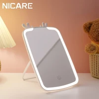 nicare led makeup mirror touch screen vanity mirrors usb charging cosmetic mirror 3 brightness desktop mirror for bedroom travel