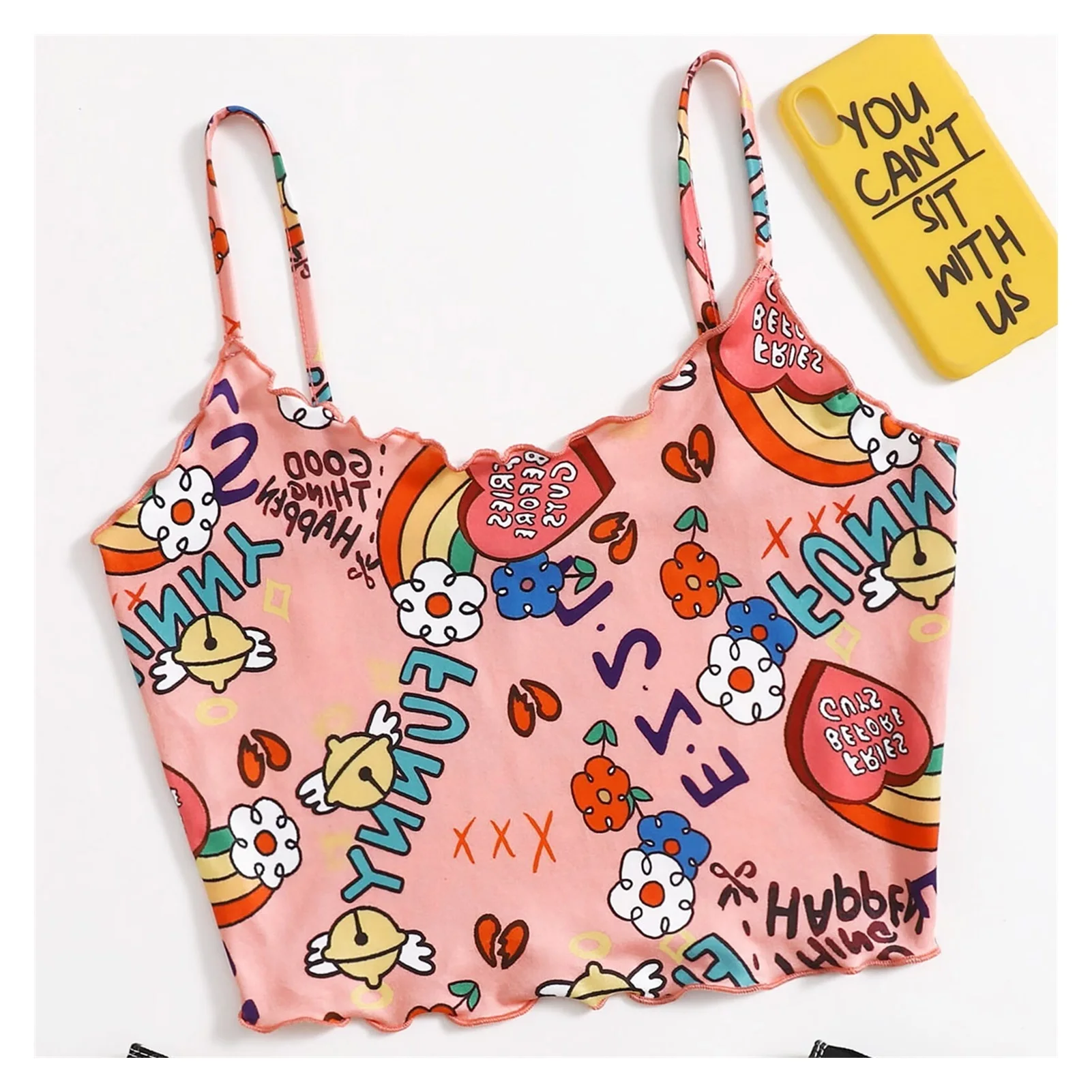 

2022NEW 2021 Summer Women Crop Tops Y2k Floral Print Ladies Sexy Sling Sleeveless Camisole Pullover Vest Club Women Tank Tops