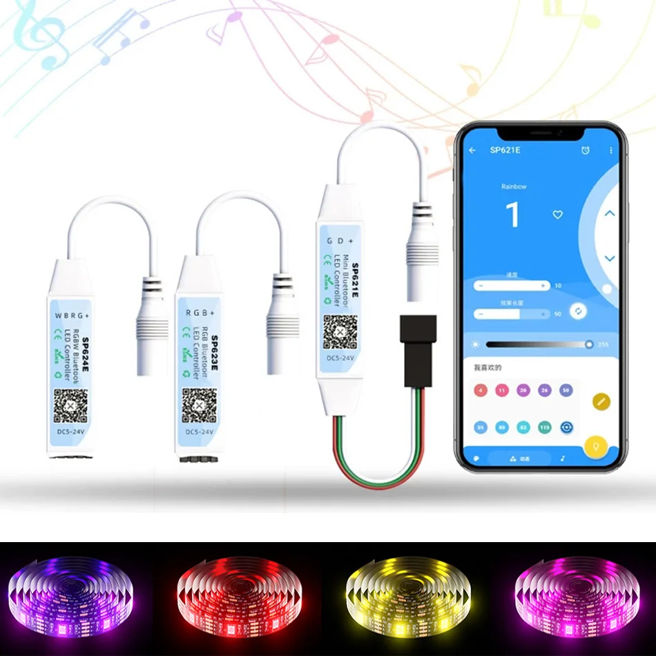 

Управление светодиодной лентой WS2811 RGB RGBW, ler SP623E SP624E SP621E, Bluetooth-совместимое умное управление через приложение для Пиксельной ленты WS2812B