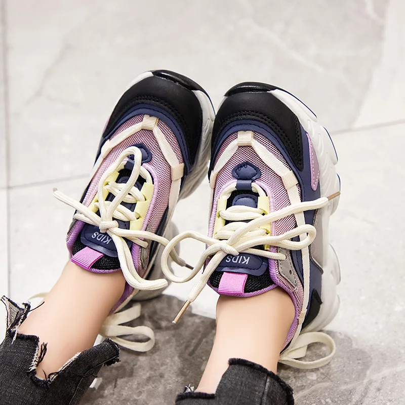 2022 Fashion Colorful Breathable Mesh Kid Sneakers Outdoor Running Shoes Child Girl Platform Sports Shoes for Girls basket fille