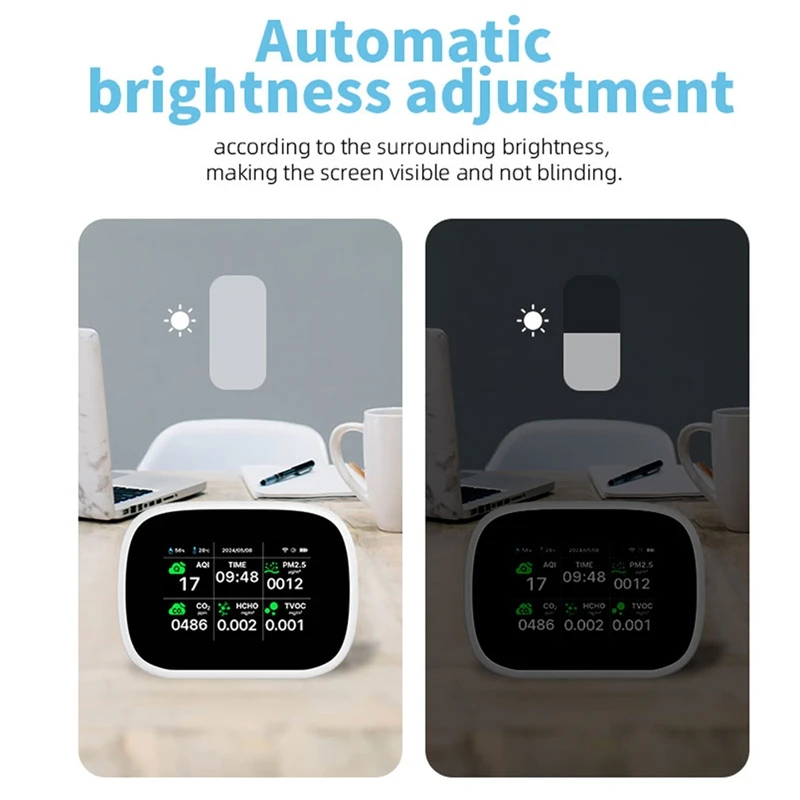 Tuya Wi-Fi 10в1 Детектор качества воздуха PM2.5 PM1.0 PM10 CO2 TVOC HCHO Тестер TFT-дисплей Измеритель