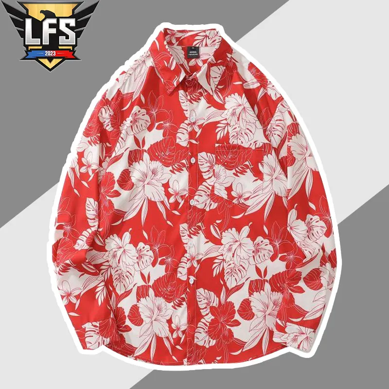 

Рубашка в гонконгском ретро-стиле с винтажным принтом, Красивая свободная рубашка с короткими рукавами в стиле тайского Гавайского стиля для мужчин и женщин