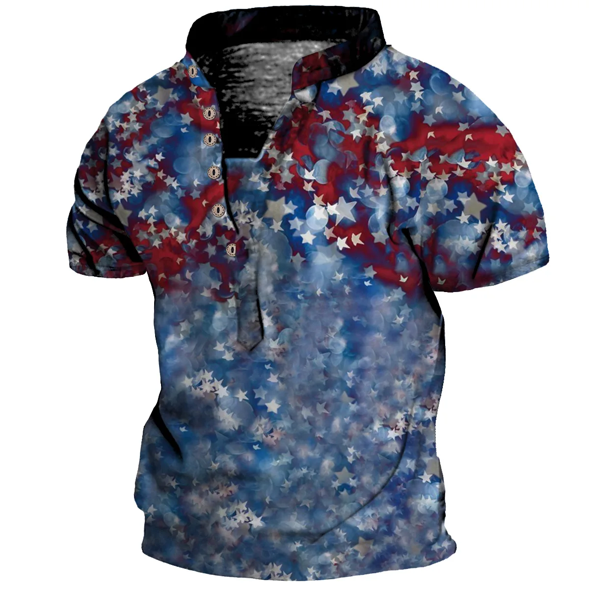 2023 Summer Trend T Shirts For Men y2k 3d Print America Independence Day Tops Street Short Sleeves V-neck Sports Pullover Tee