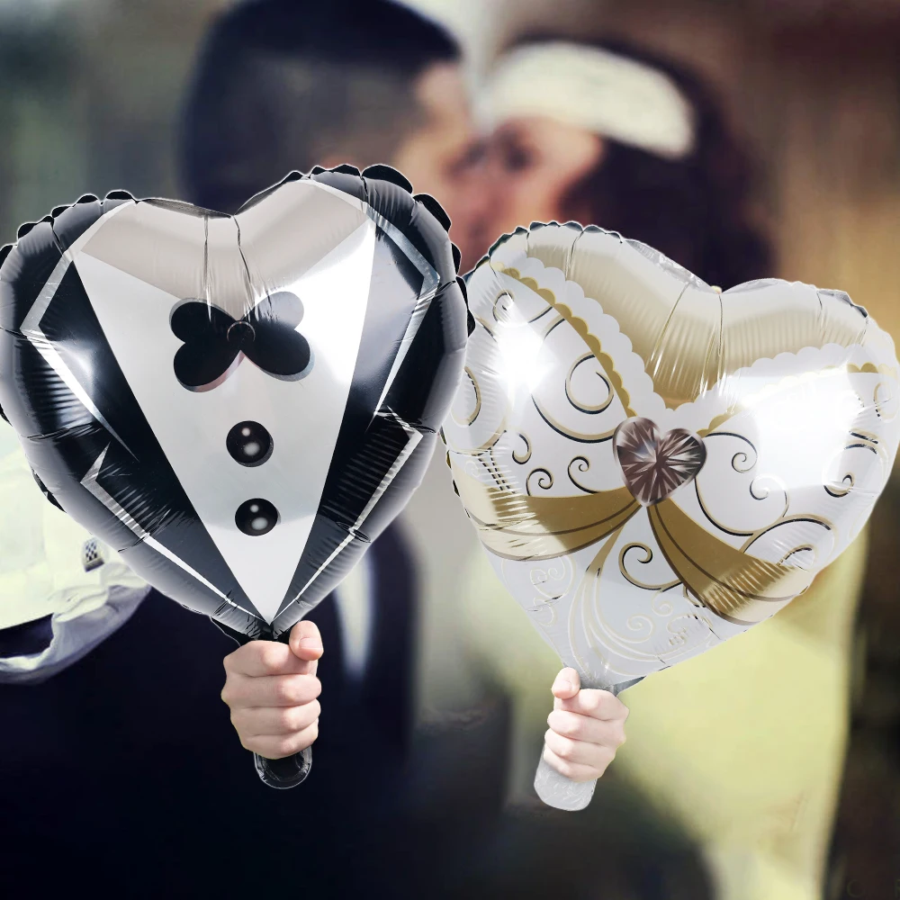 

2pcs Heart Balloons Groom Bride Wedding Dress Balloons Wedding Party Decoration Valentine's Day Supplies Aluminum Film Ballons