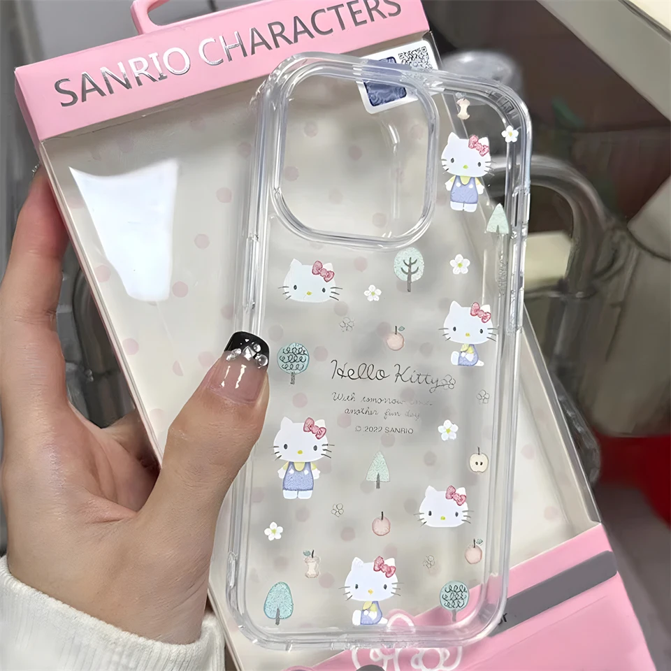 Оригинальные прозрачные чехлы Sanrio Hello Kitty для iPhone 15 14 11 13 ...