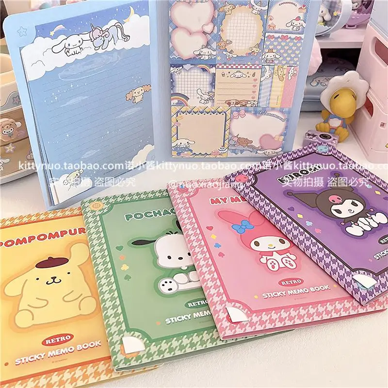 

Kawaii My Melody Kuromi Cinnamoroll размещены-It Notes Костюм Аниме Sanrioed сердце для девушек подставка блокнот Материал руководства