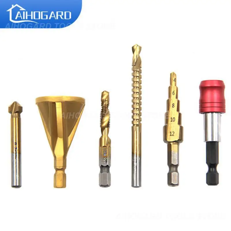 

Punching Slotting Metal Drill Titanium Coated Composite Tap Drill Bit Bit Holder Hss Drill Bits Set Three-blade Chamfer