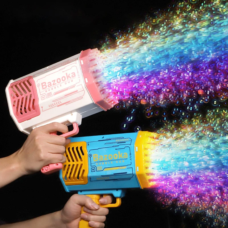 

Пулемет для мыльных пузырей ракета 69 отверстий автоматический пистолет для мыльных пузырей в форме пистолета с подсветкой игрушки для дете...