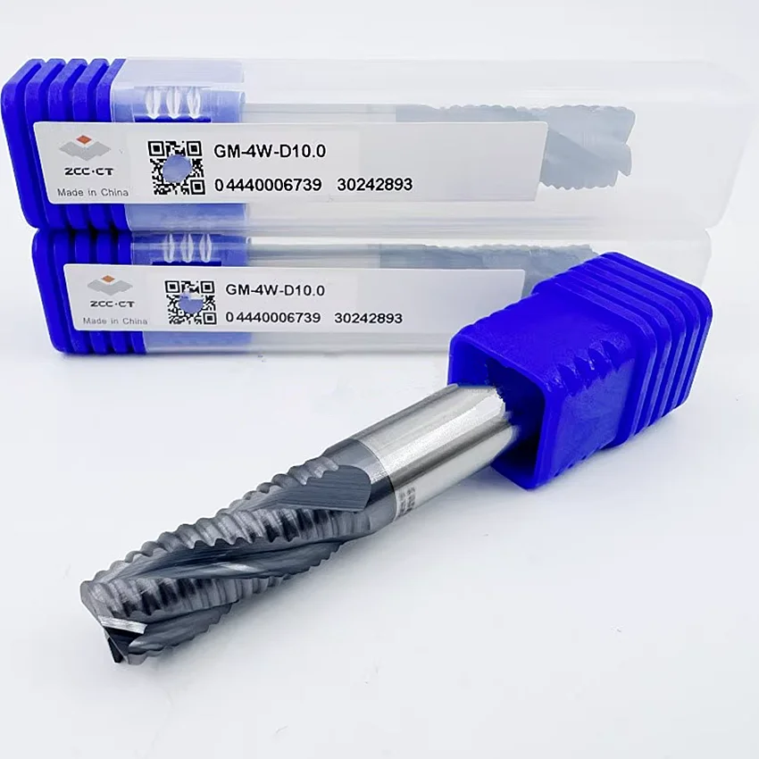 GM-4W-D10.0 ZCC.CT GM-4W Four blade straight shank flat head wavy edge end mill D10.0*10*25*75 4F 4 Flutes Roughing End Mills