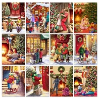 gatyztory painting by numbers kits for adults children christmas scenery pictures by number unique gift framed home wall decor