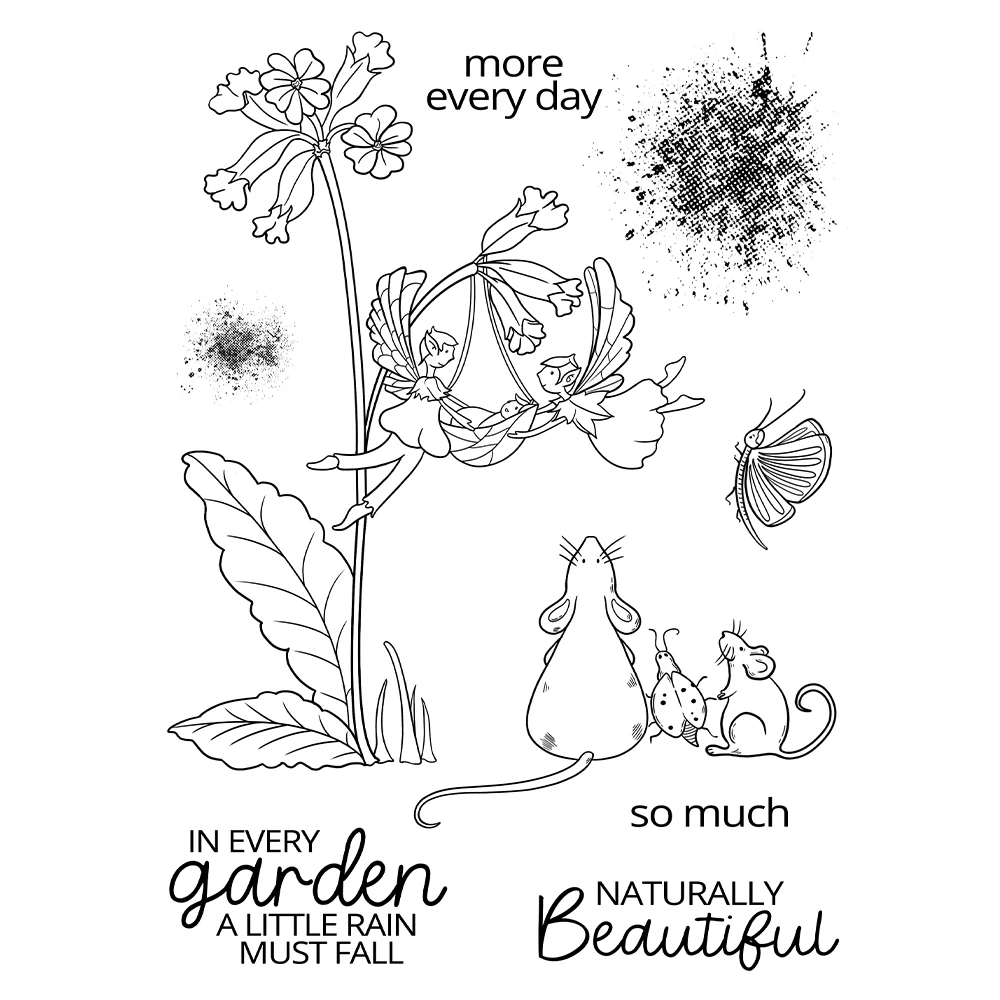 Mangocraft весенний день цветы фея мышь вырезание штампы прозрачный штамп сделай сам