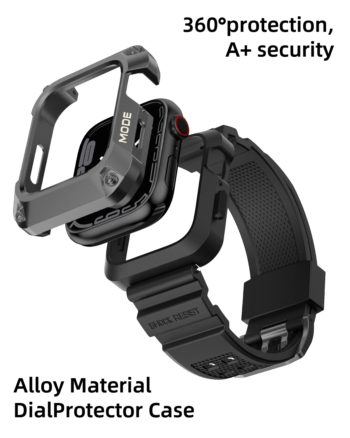 TPU Military Bracelet+Metal Case for Apple Watch Series 7 Strap 45mm Band Stainless Steel Bumper Armor for iWatch SE 6 5 4 44mm