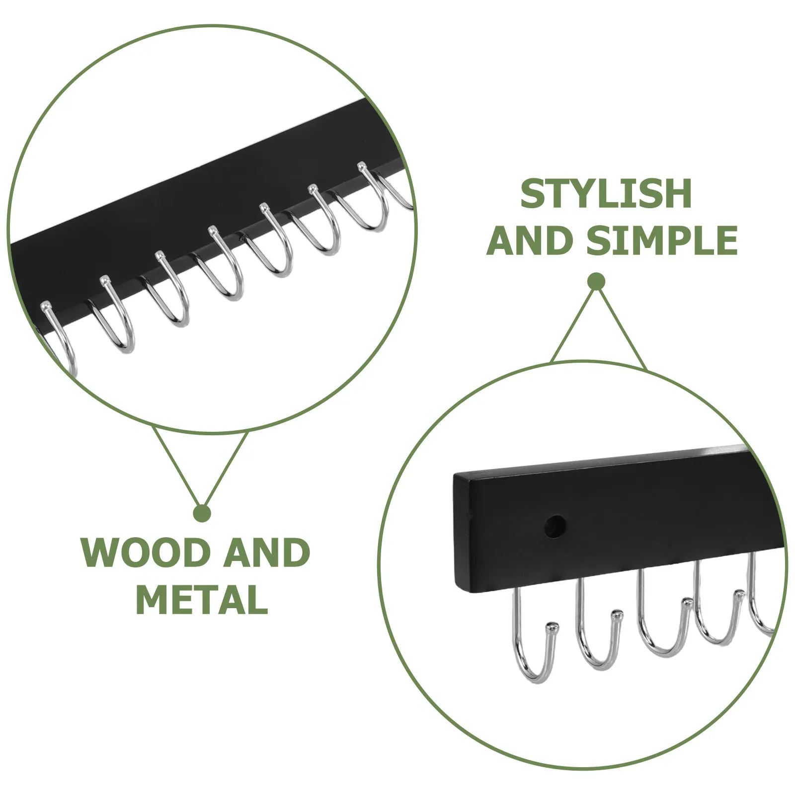 Фото Настенная деревянная вешалка с крючками, многофункциональная, из массива дерева и металла, для пальто, шляп, ожерелий, полотенец, ключей, для прихожей и спальни. №4