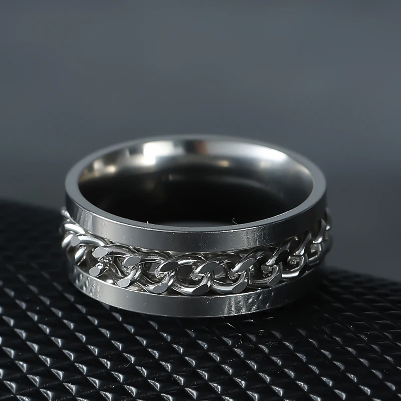 Вращающаяся цепочка из нержавеющей стали обручальные кольца для мужчин