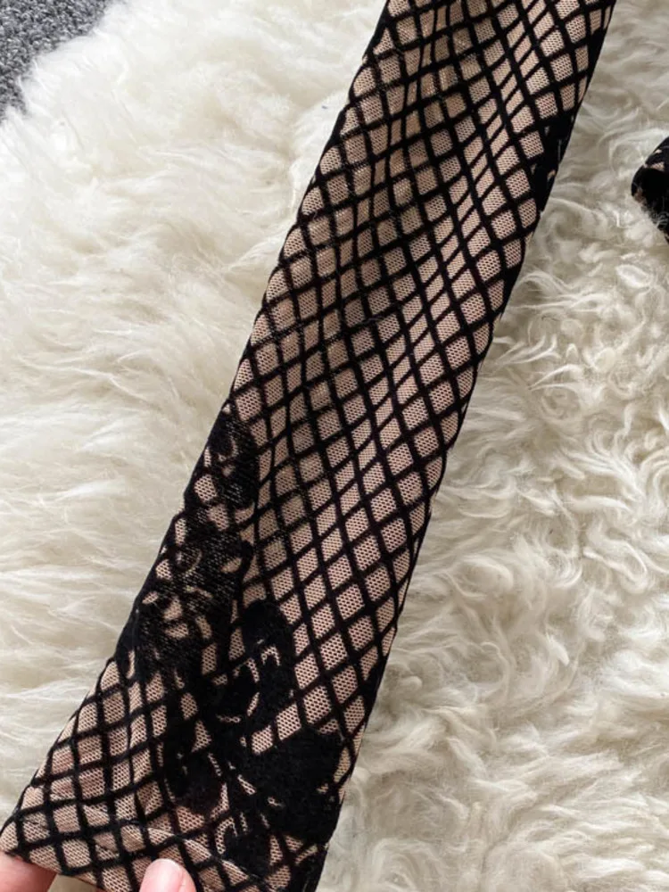 Женское боди с цветочным принтом элегантное облегающее Сетчатое