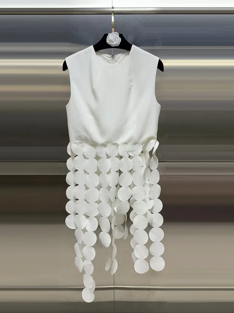 VGH повседневные лоскутные однотонные майки в горошек с кисточками для женщин