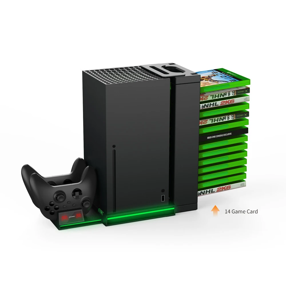 Фото Вертикальная охлаждающая подставка для Xbox SeriesX, двойное зарядное устройство, зарядная док-станция для хранения игр, охлаждающий вентилятор для XBOX серии X №2