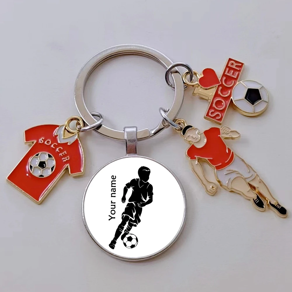 Футбольный брелок DIY с настраиваемым именем футбольного мальчика для любителей, настраиваемый логотип футбольного клуба.