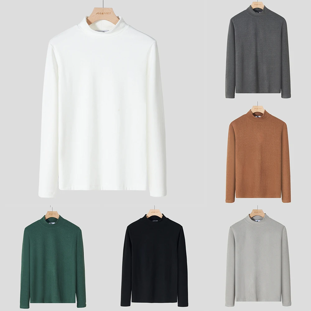 

Mens Elasticity Half Turtleneck Pullover Long Sleeve Jumper Tops Warm T-Shirt Underwear Knitting Blouse Base T-shirt Tops New