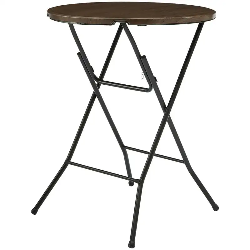 

31" Round High-Top Folding Table, Walnut