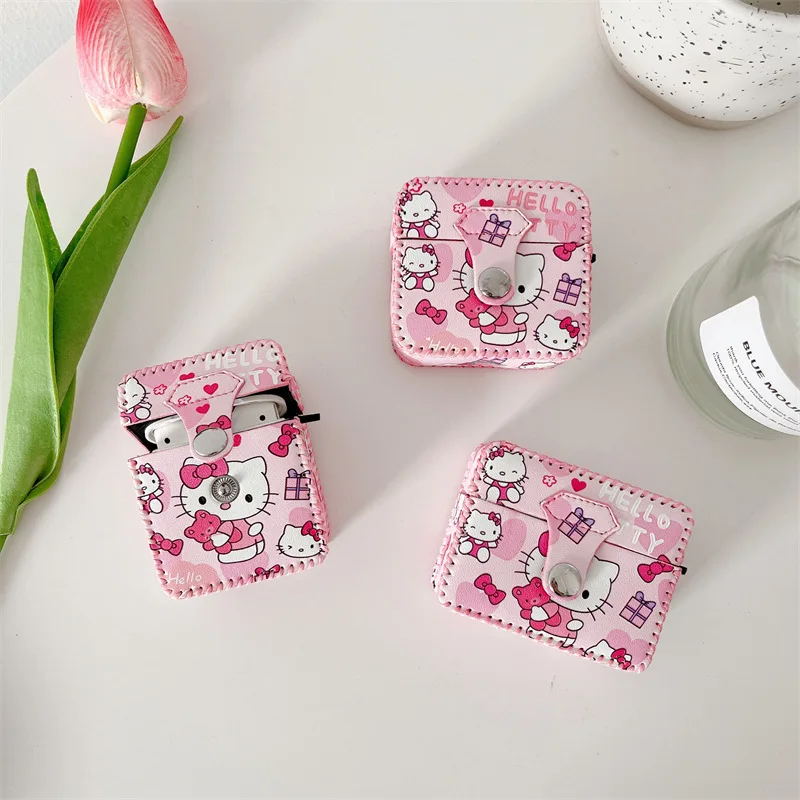 

Sanrio Kawaii Headphone Case Hellokitty Kuromi for Airpods 1 2 3 Pro Cartoon Anime Button Anti-Drop Bluetooth Headset Cover Gift
