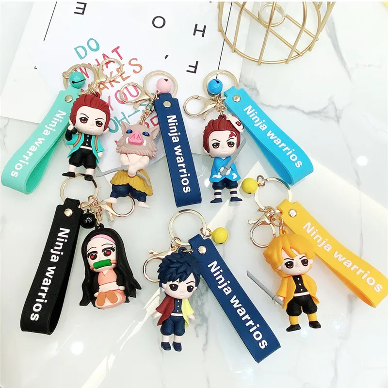 

Demon Slayer Anime Keychain SKamado Tanjirou Hashibira Inosuke Agatsuma Zenitsu Toys Cartoon Keyring Kids Gift Toys Accessories