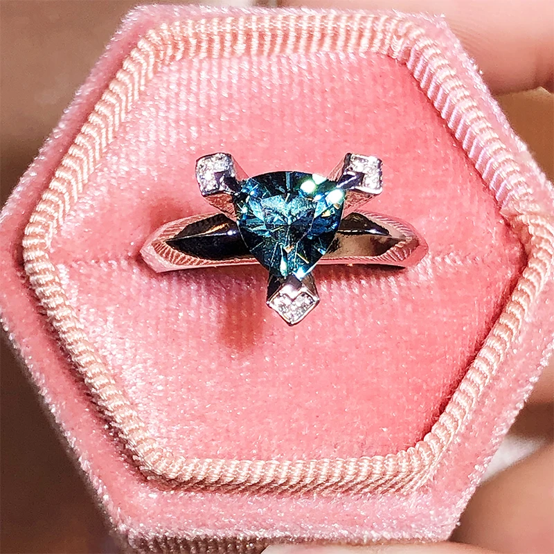 

Классическое ультра-блестящее кольцо для пар для женщин шестизубчатое в форме сердца сапфировое стекло полностью бриллиант любовь Хэллоуин подарок ювелирные изделия