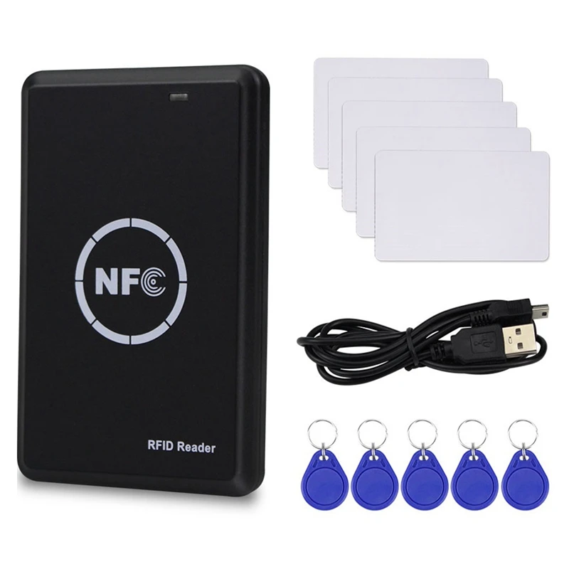 

HOT-RFID NFC Copier Duplicator 125Khz Key Fob Smart Card Reader Writer 13.56Mhz Encrypted Programmer USB UID T5577 EM4305