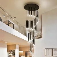 black loft chandelier nordic duplex apartment staircase spiral pendant lamps luxury villa living room sample room hanging lights
