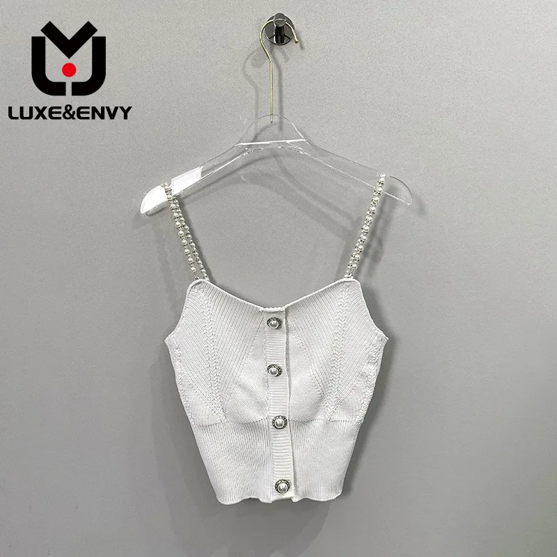 

Женский трикотажный жилет люкс & ENVY, однобортный облегающий короткий жилет на бретельках, весна-лето 2023