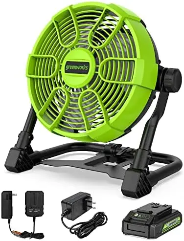 

24V 10" (5-Speed) Fan (785 CFM), Hybrid (AC / DC), 2.0 Ah USB (Power Bank) Battery and Charger Included