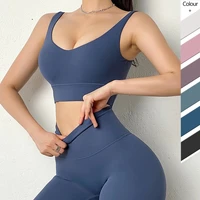 brushed deep v sexy beautiful back sports underwear womens high strength support shock proof running gather fitness yoga bra