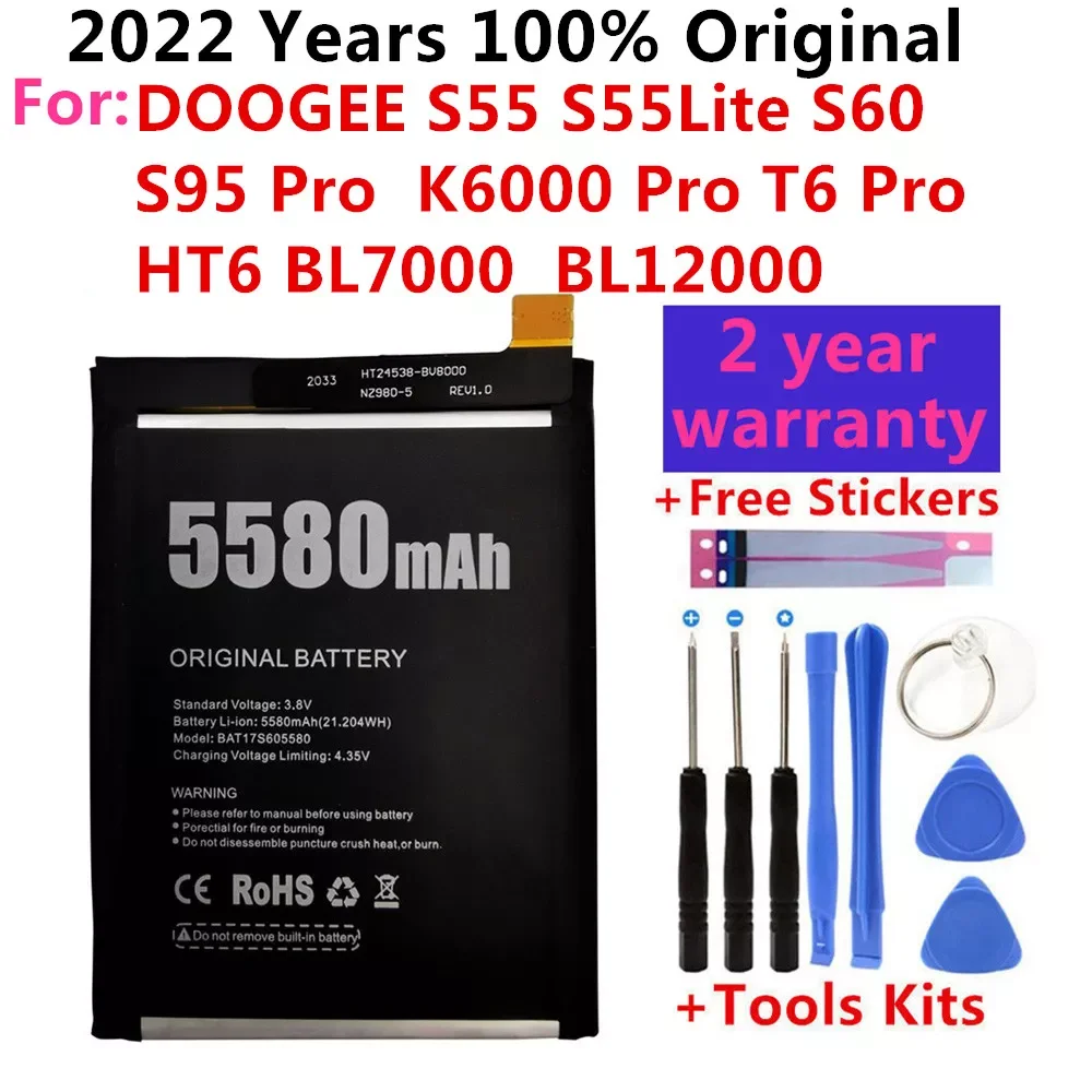 

100% New Original Replacement battery For DOOGEE S55 S55Lite T6 S60 S95 Pro BL7000 BL12000 K6000 Pro Batteries Bateria