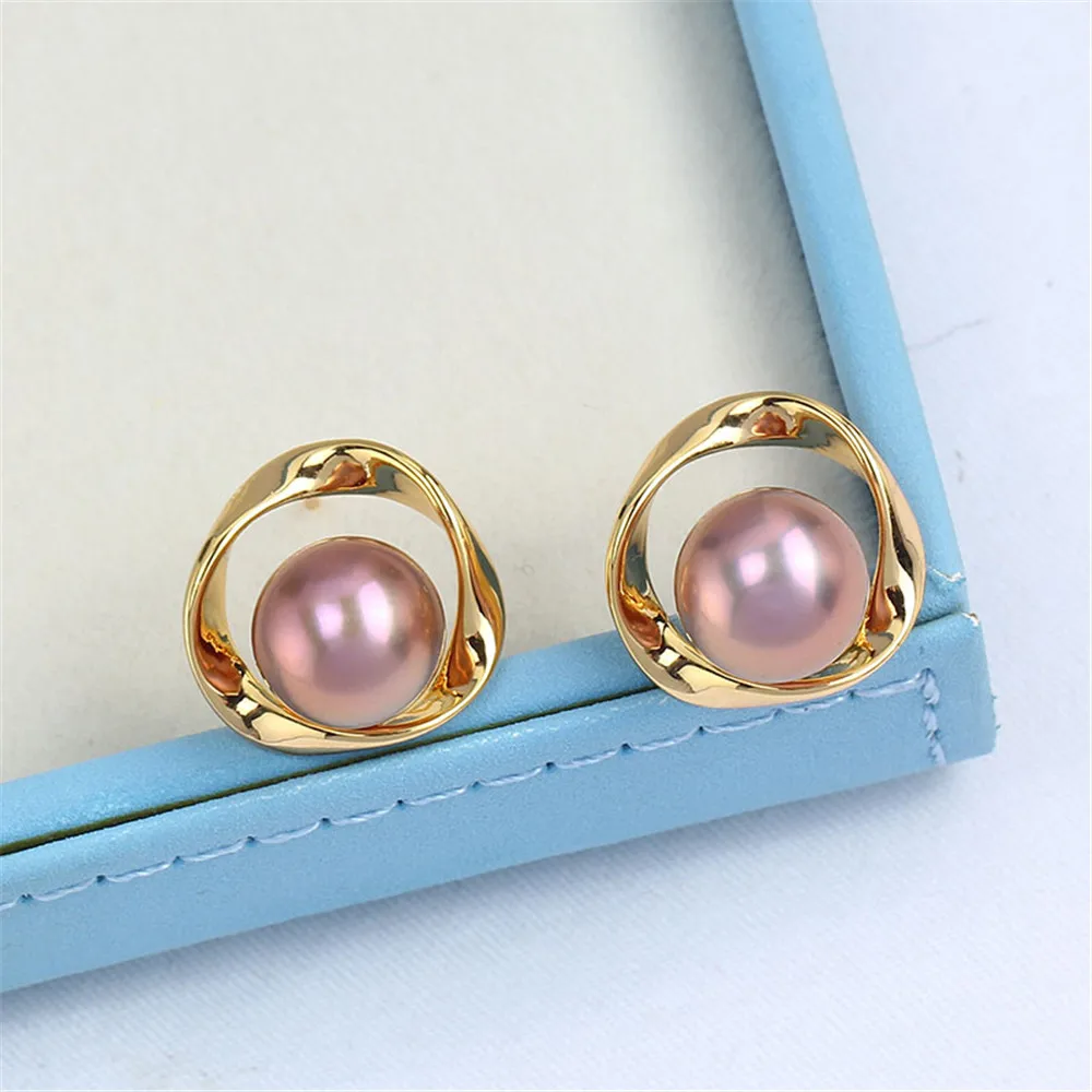 

Domestically Produced 14k Gold Wrapped Gold Injected Simple 925 Silver Needle Pearl Earrings Empty Bracket DIY Accessories