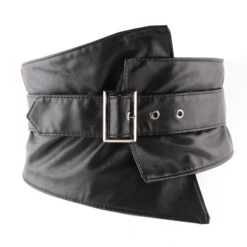 European Fashion Soft Pu leather Elastic Waistband Women Buckle Adjustable Suit Shirt Belt Waist Strap Wide irregular cinturones