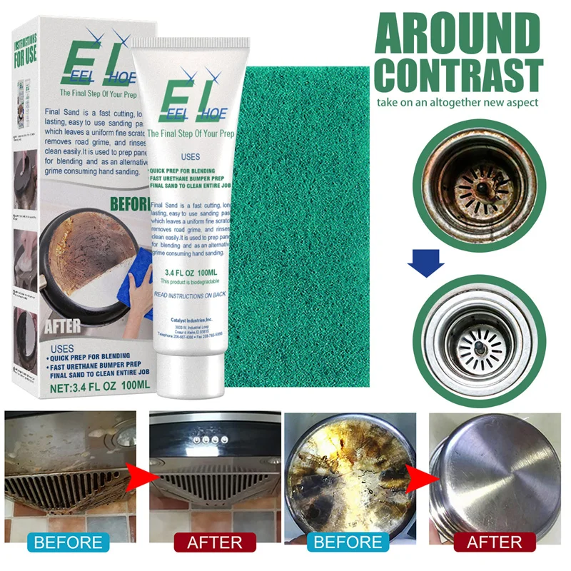 

Metal rust remover, kitchen multipurpose cleaner, stainless steel paste, pan polishing, rust removal, cleaning paste