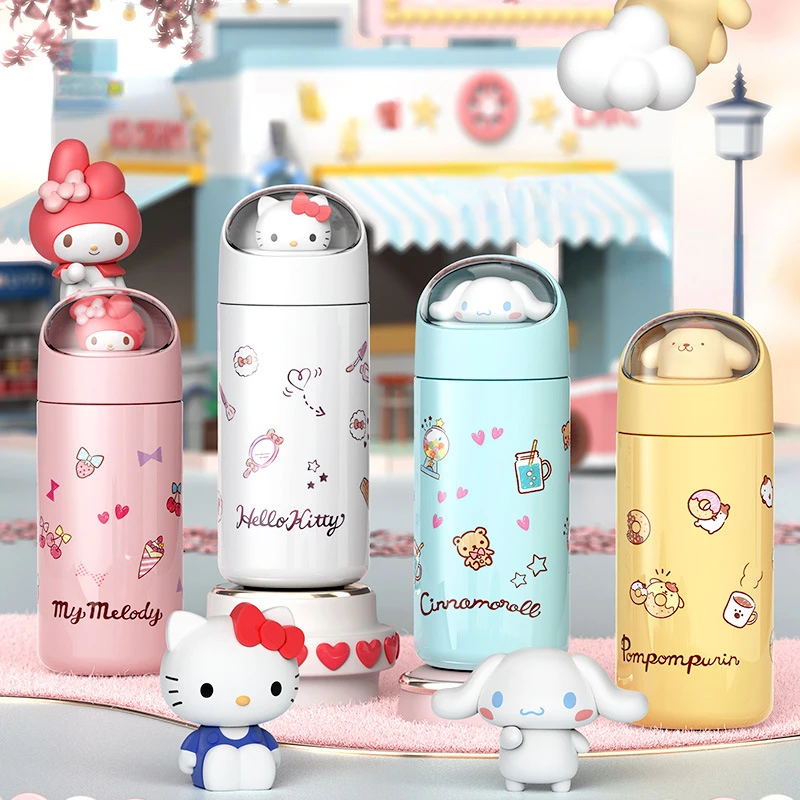 

350 мл Sanrio аниме мультфильм термос кружка Hello Kitty Cinnamoroll My Melody портативная дорожная соломенная чашка милая кукла бутылка для воды термо