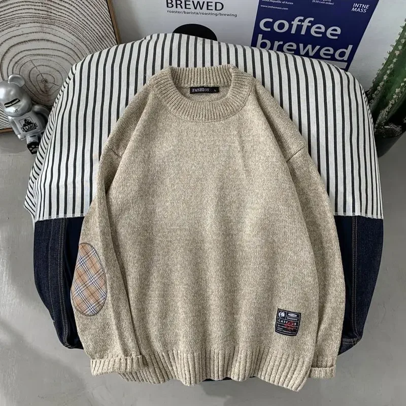 Трикотаж оверсайз свободный крой вязаные свитера для мужчин пуловер в корейском