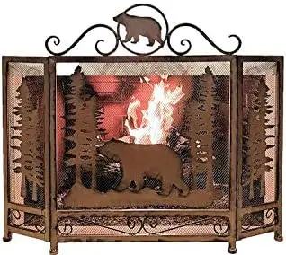 

in Forest Metal Fireplace Screen Cabin Mountain Style Home Decoration