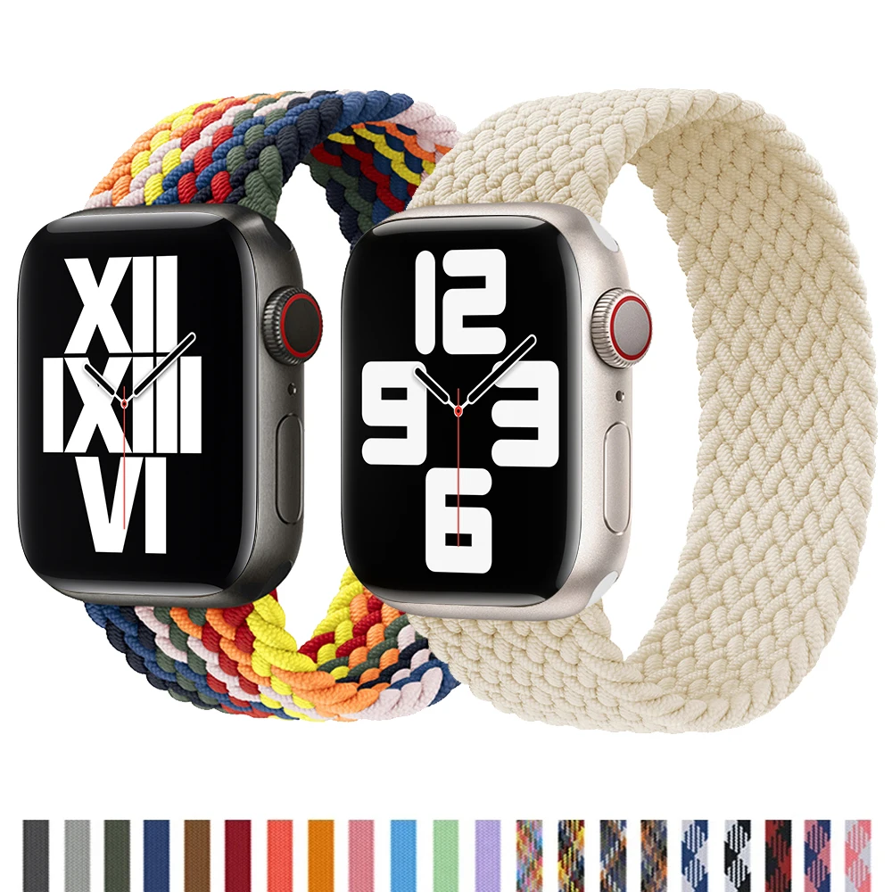 

Braided Loop Strap For Apple Watch Band 49mm 44mm 40mm 45mm 41mm 42mm 38mm Elastic Solo Bracelet iWatch series Ultra 8 7 se 3 4