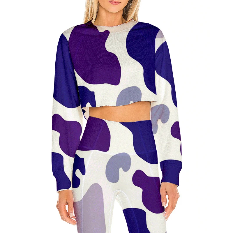 

Navel Pullover 2022 Autumn Crop Sweatshirt Long Sleeve Sexy Louse Fashion Women Set Leggings Loose Top Show Body Customize