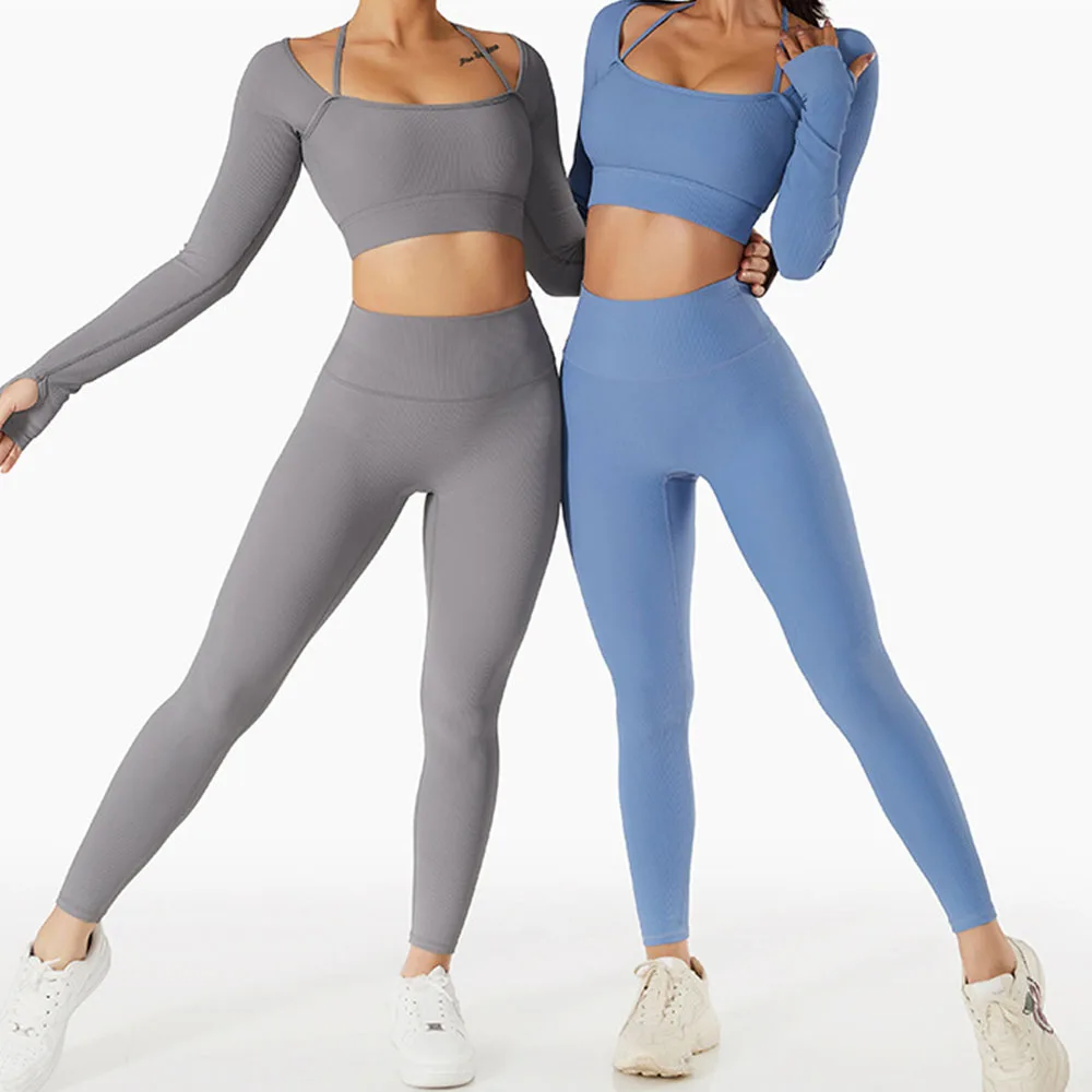 

Бесшовный комплект для йоги SVOKOR, женский спортивный укороченный топ, эластичные леггинсы для тренировок и подтяжки ягодиц, 7 шт., одежда для ...